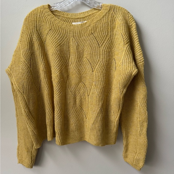 Anthropologie Keely Sweater Yellow Loose Knit Dolman Pullover Wool Blend - Picture 3 of 7
